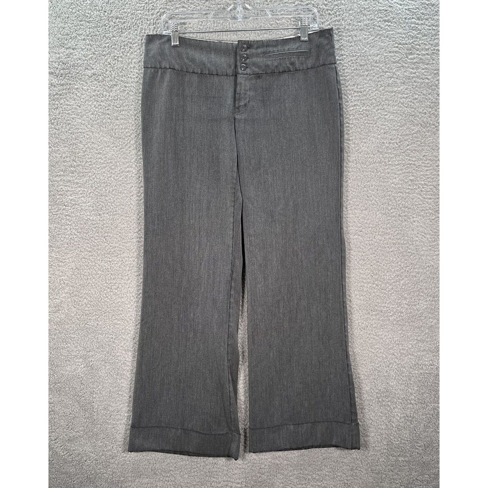 Maurices Pants Womens 9/10 Short Gray Cuffed Mid Rise Flared Preppy Careerwear